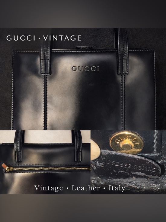 Gucci Handbags - Vintage Gucci Black Leather Mini Tote Bag Italy Minimalist Y2K